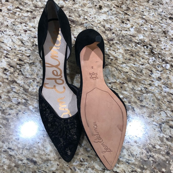 Sam Edelman Opal d'orsay Lace Suede Detail Pointed Toe Leather Heels 8 - Picture 9 of 9